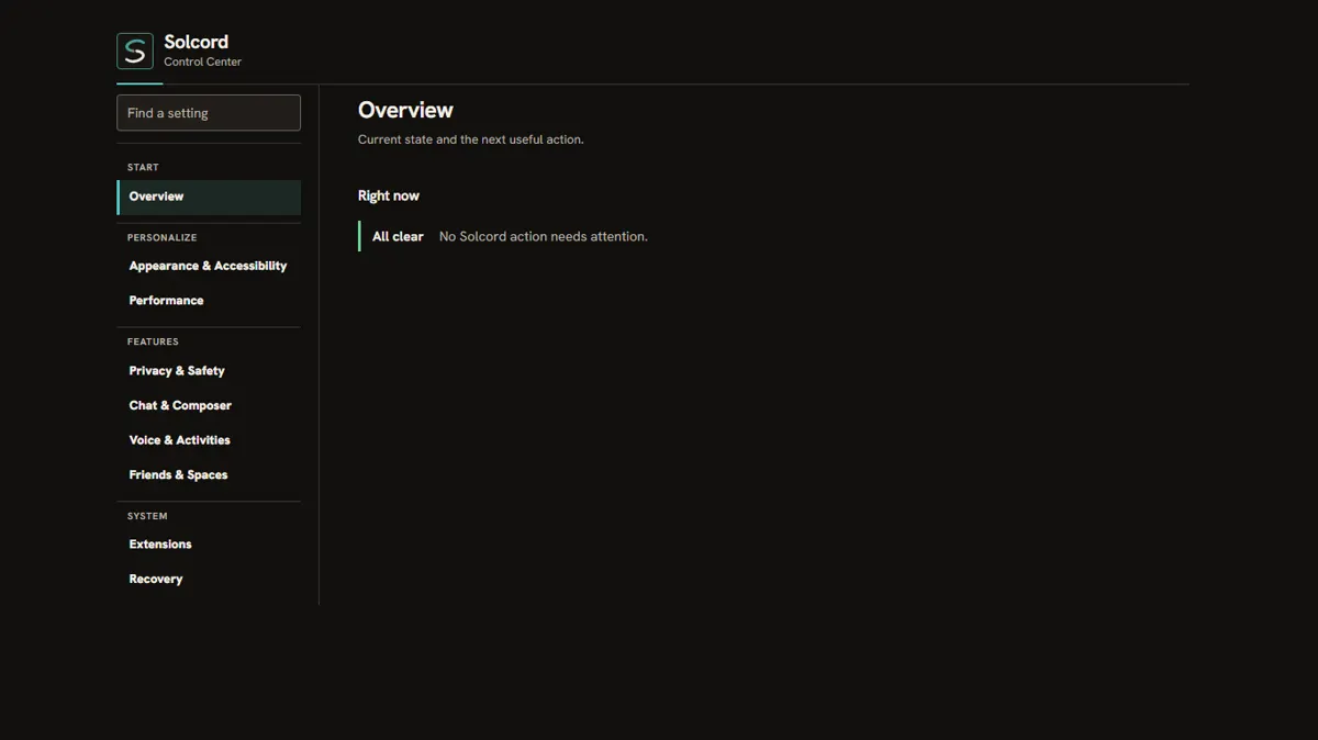 Solcord Control Center preview